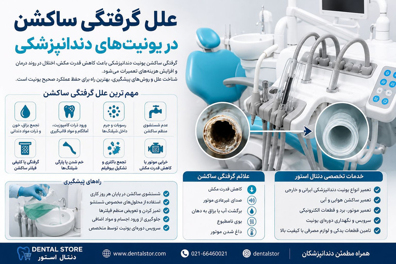 علل گرفتگی ساکشن در یونیتهای دندانپزشکی